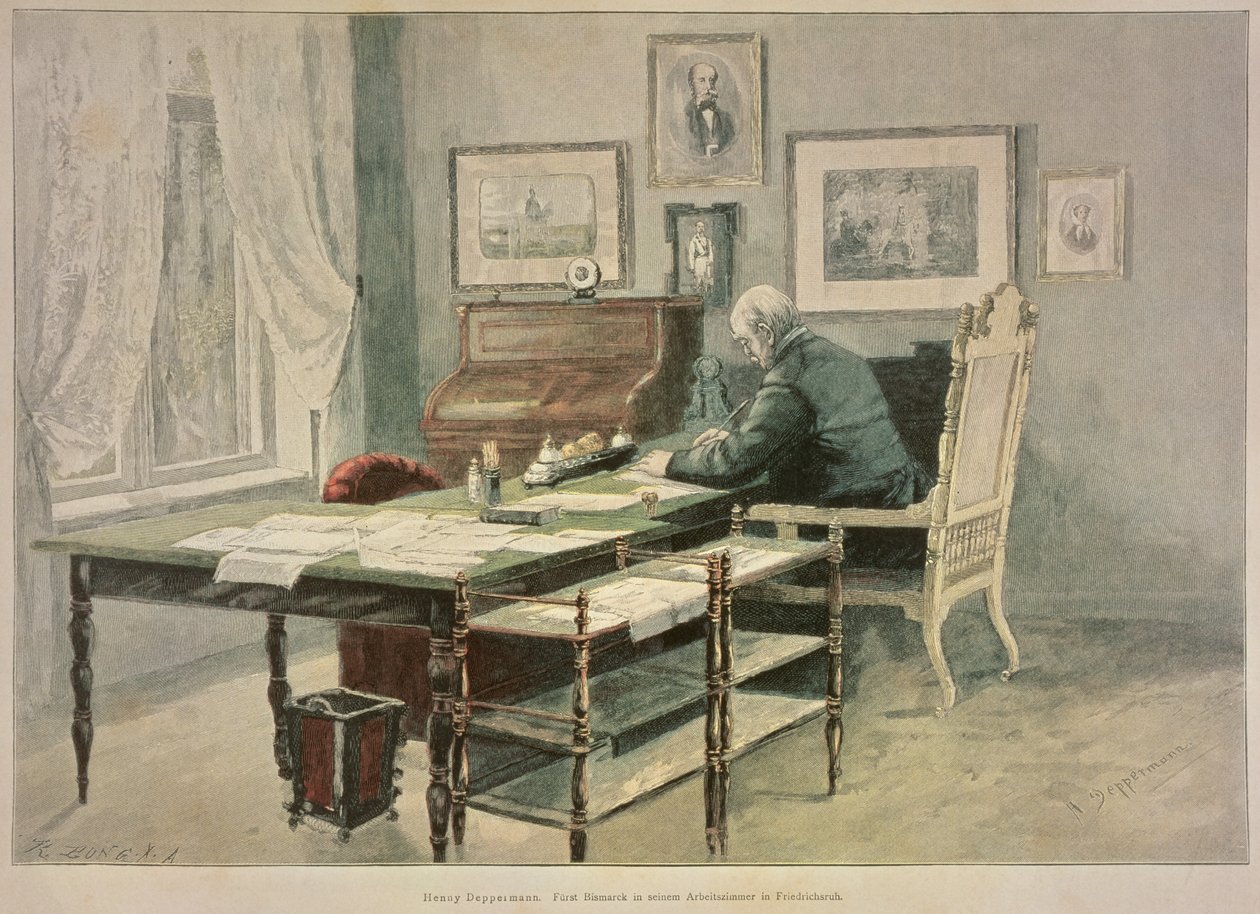 Prins Bismarck i hans arbetsrum i Friedrichsruh, c.1890 av Henriette Deppermann