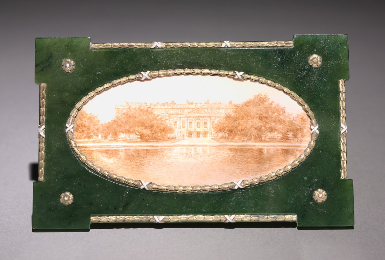 Inramad miniatyr av Hampton Court, firma Peter Carl Fabergé (1846-1920) av Henrik Wigstrom