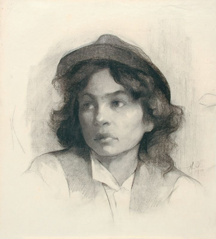  Portret dekleta s klobukomn av Henrika Santel