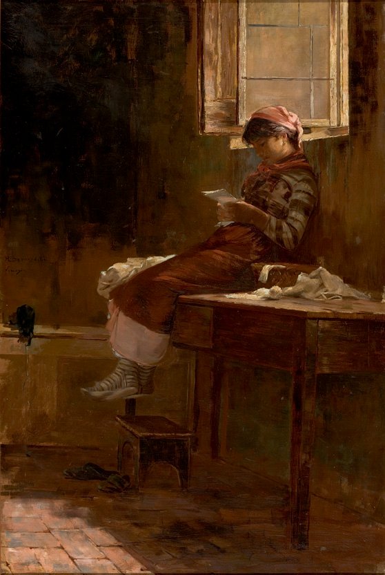 Interior Scene with a Girl Reading av Henrique Bernardelli