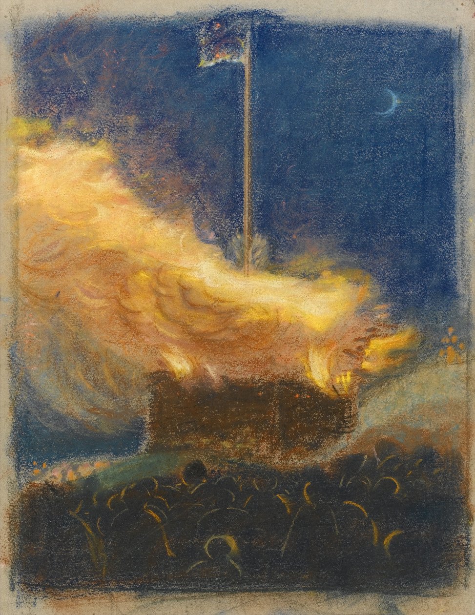 Bål för att fira George VI:s kröning, 1936 (pastell på papper) av Henry A. Payne