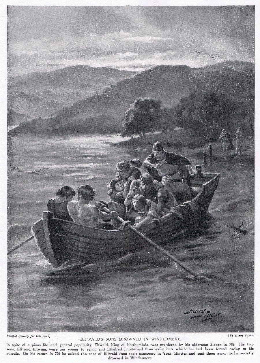 Elfwalds son drunknade i Windermere AD788, 1920-talet av Henry A. Payne