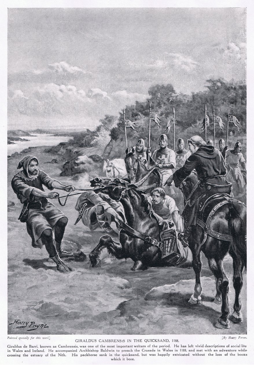 Giraldus Cambrensis i kvicksanden AD1188, 1920-talet av Henry A. Payne