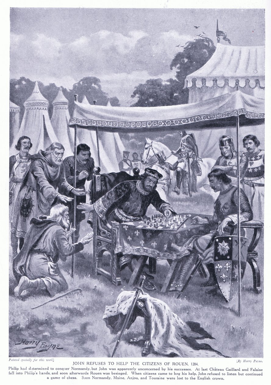 John vägrar att hjälpa invånarna i Rouen AD1204, 1920-talet av Henry A. Payne