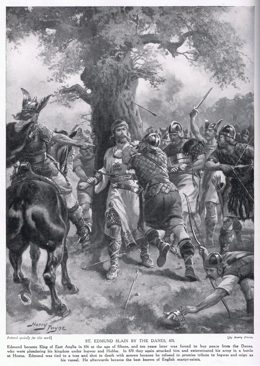 St Edmund dödad av danskarna AD870, 1920-talet av Henry A. Payne
