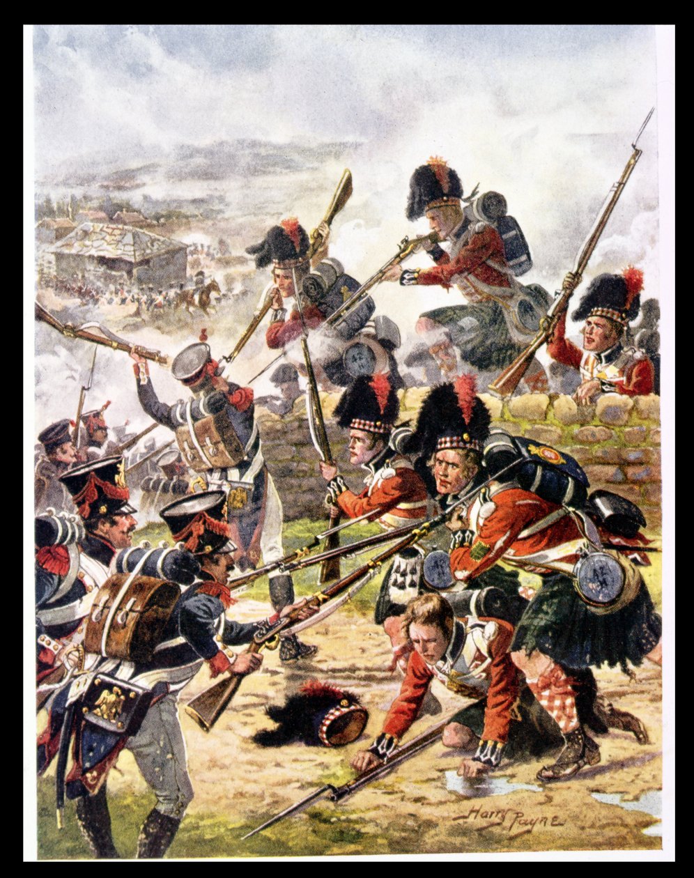 The Attack of the Black Watch, illustration från "Glorious Battles of English History" av major C.H. Wylly, 1920-talet av Henry A. Payne