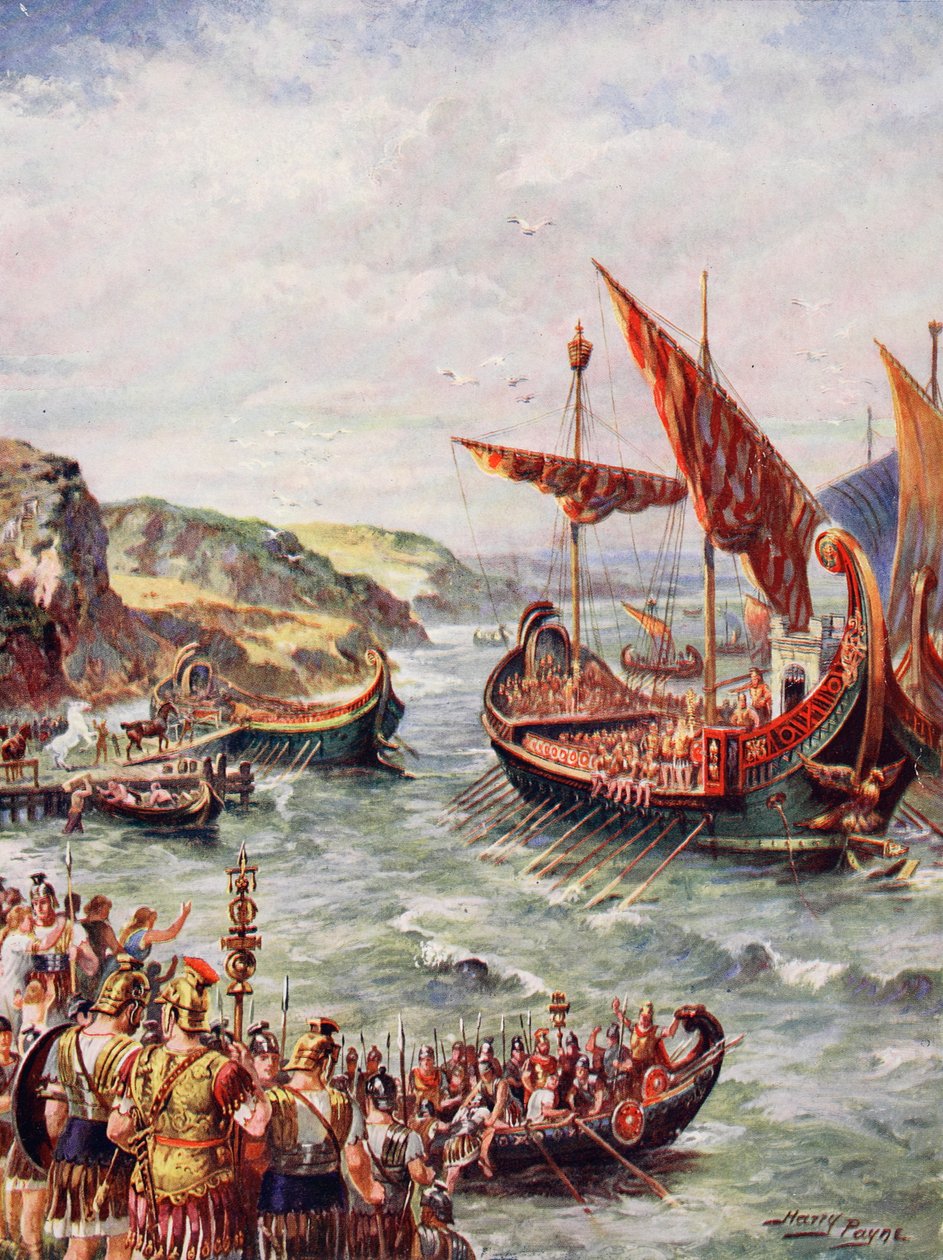Romarnas avgång från Storbritannien, illustration från 