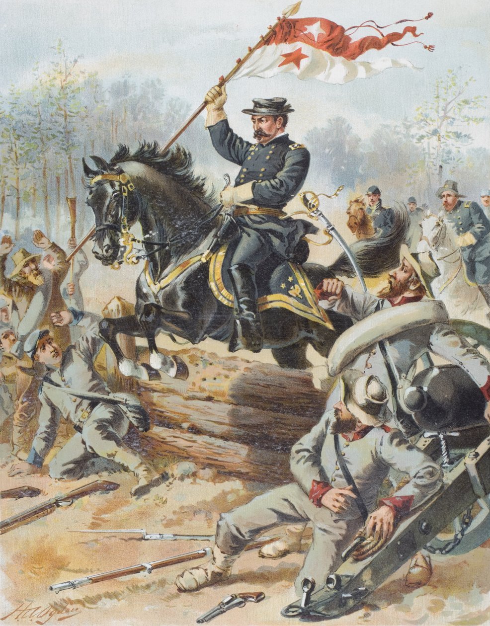 General Sheriden vid slaget vid Five Forks, Virginia, den 1 april 1865. av Henry Alexander Ogden