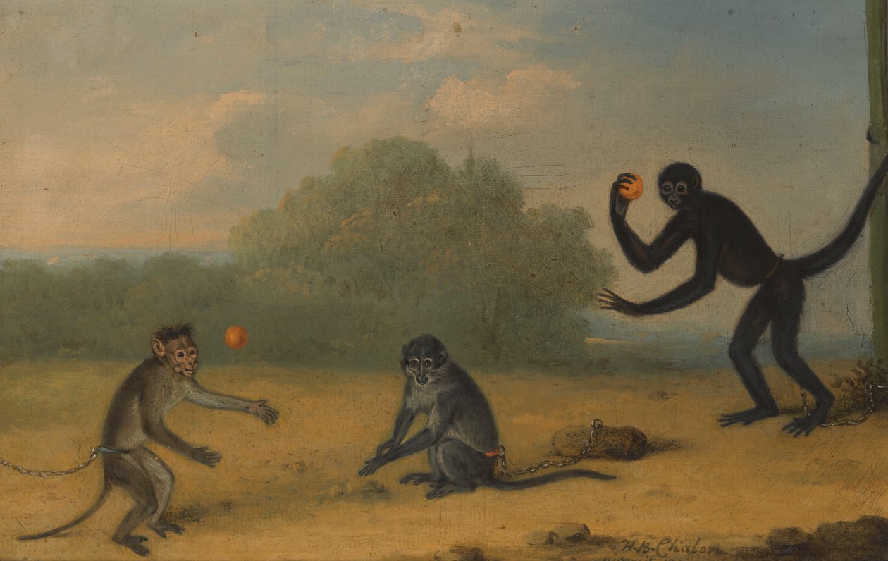 Tre apor på spel av Henry Bernard Chalon