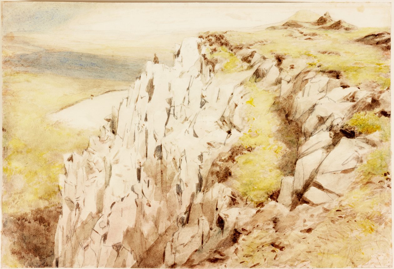 Crag Lough (penna och akvarell på papper (klistrad på kartong)) av Henry Burdon Richardson
