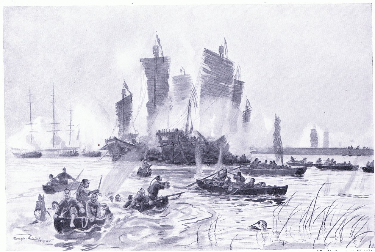 Striden mellan piraterna och den kejserliga flottan av Henry Charles Seppings Wright