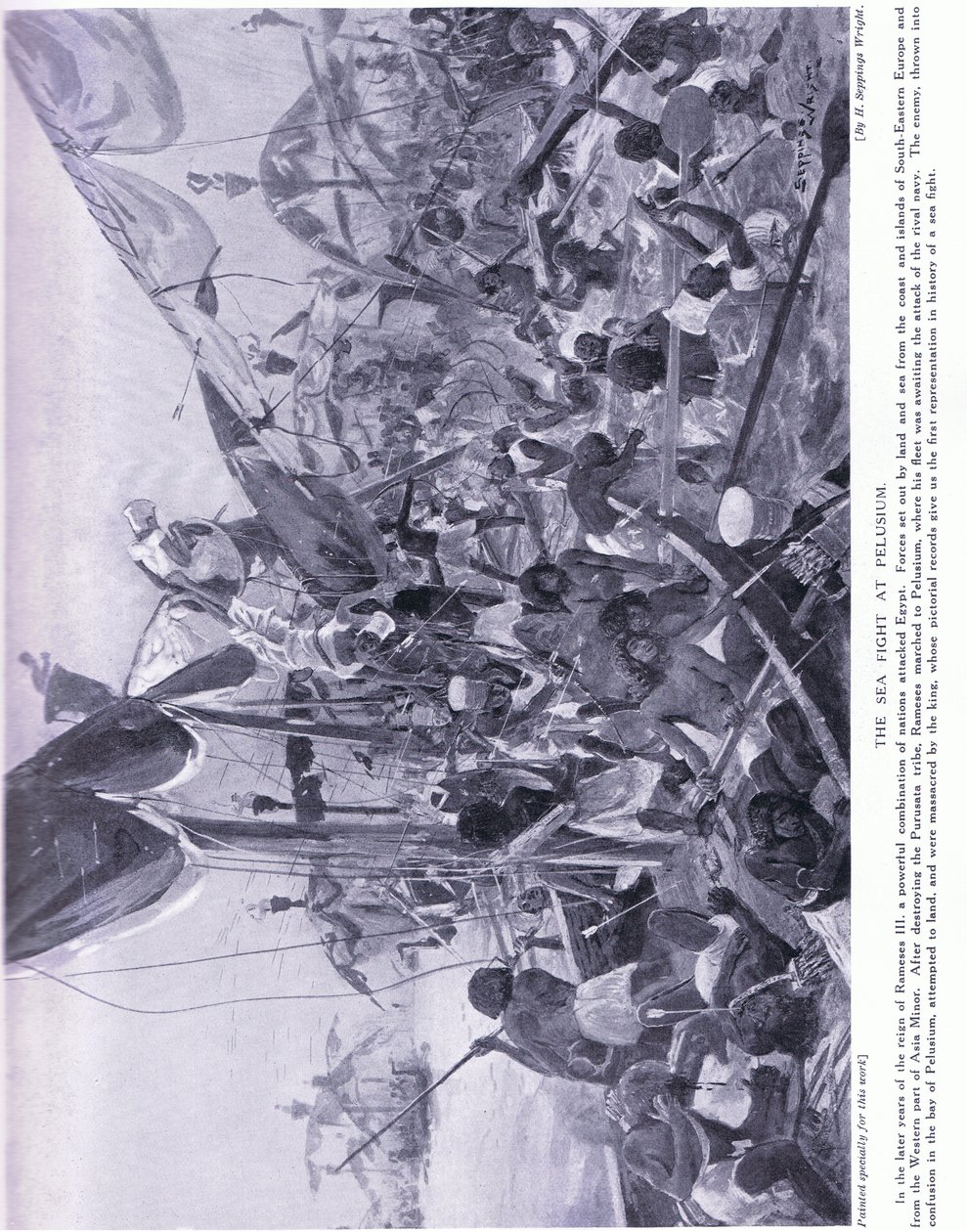 Sjöstriden vid Pelusium, c.1920 av Henry Charles Seppings Wright