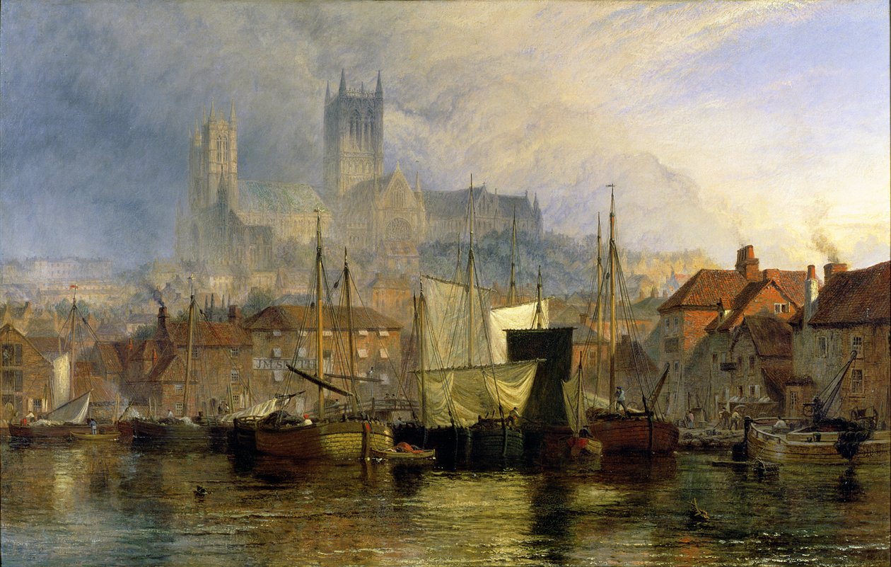 Lincoln Cathedral från Brayford Pool av Henry Dawson