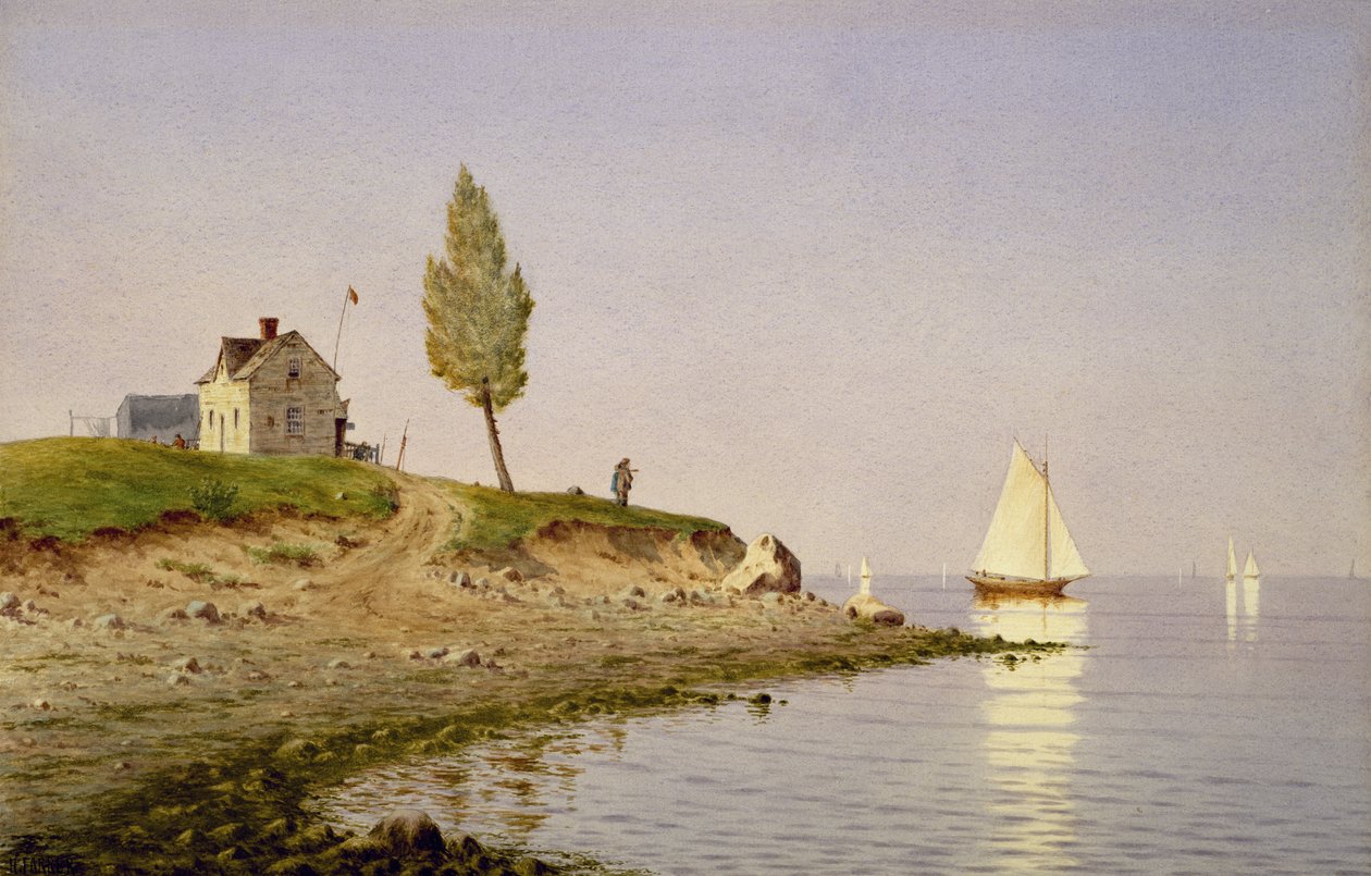 En lugn eftermiddag på Long Island, 1876 (akvarell på papper) av Henry Farrer