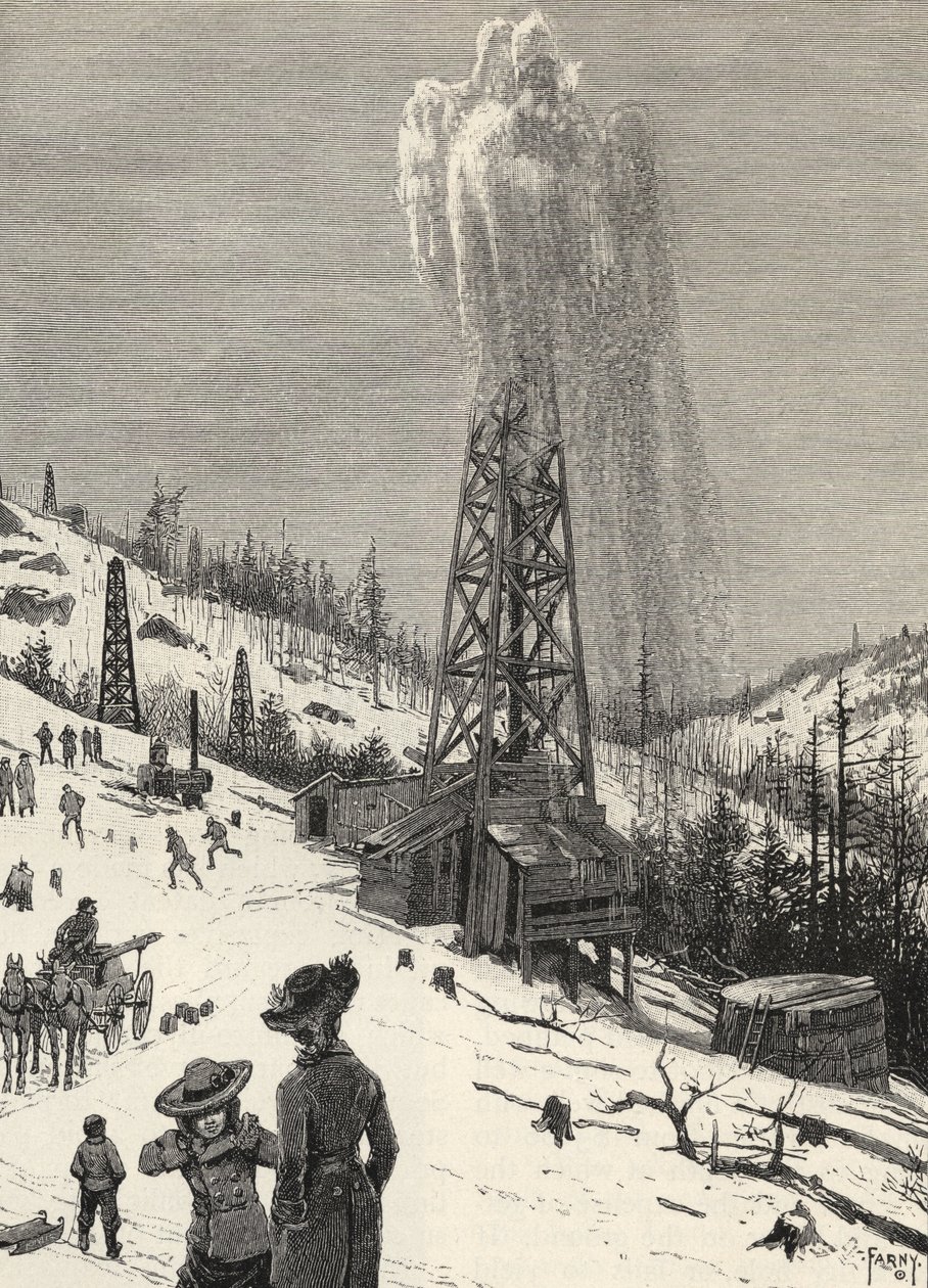 Shooting an Oil Well, från "The Century Illustrated Monthly Magazine", maj till oktober, 1883 av Henry Francois Farny