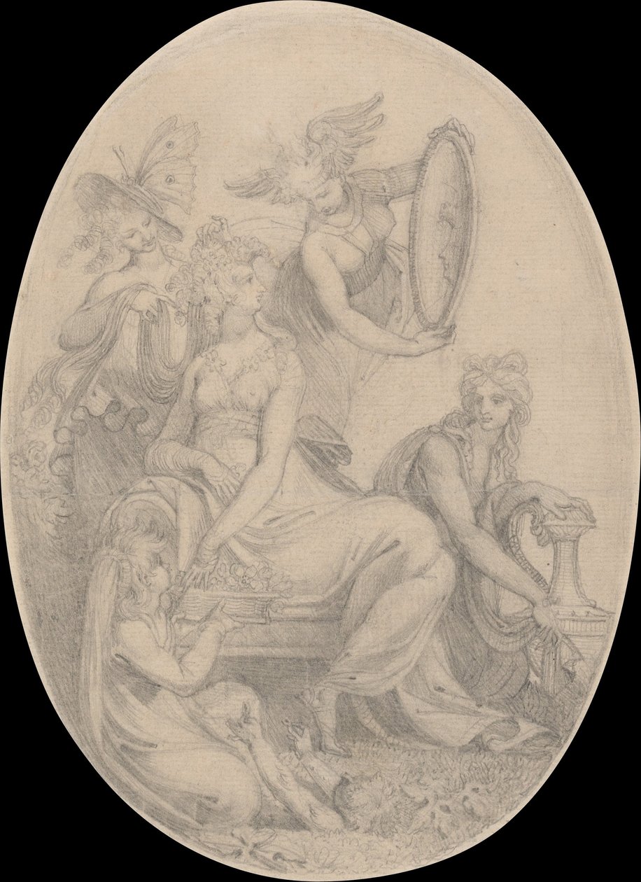 Teckning till frontspelet till Erasmus Darwins The Botanic Garden av Johann Heinrich Füssli