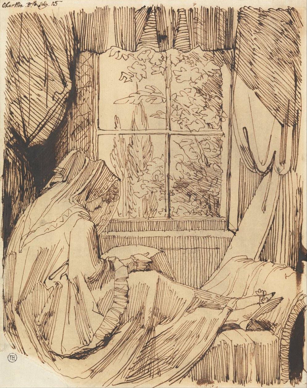 Kvinna läser, sittande framför ett fönster av Johann Heinrich Füssli