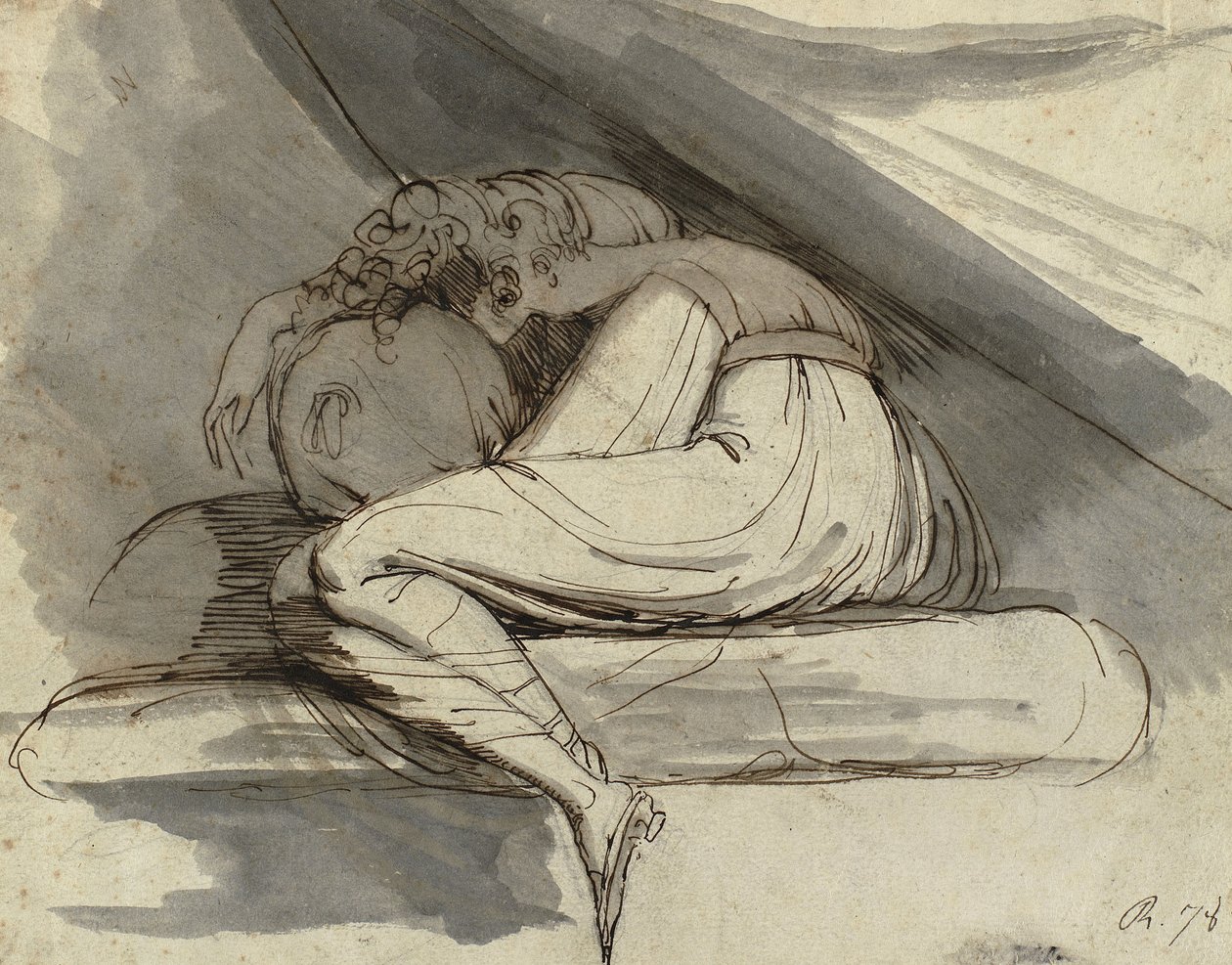 Kvinna som sitter, hopkrupen av Johann Heinrich Füssli