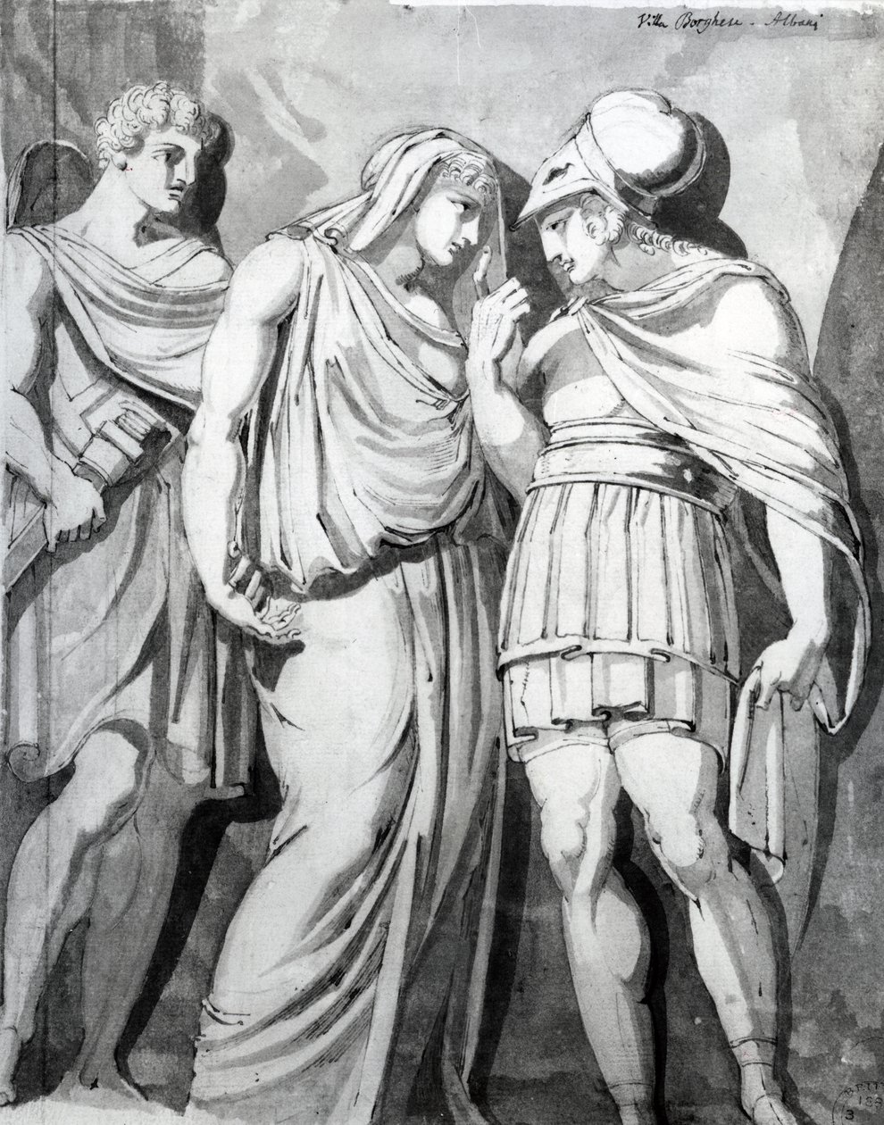 Zethos, Antiope and Amphion, 1770 (penna, bläck och tvätt på papper) av Johann Heinrich Füssli