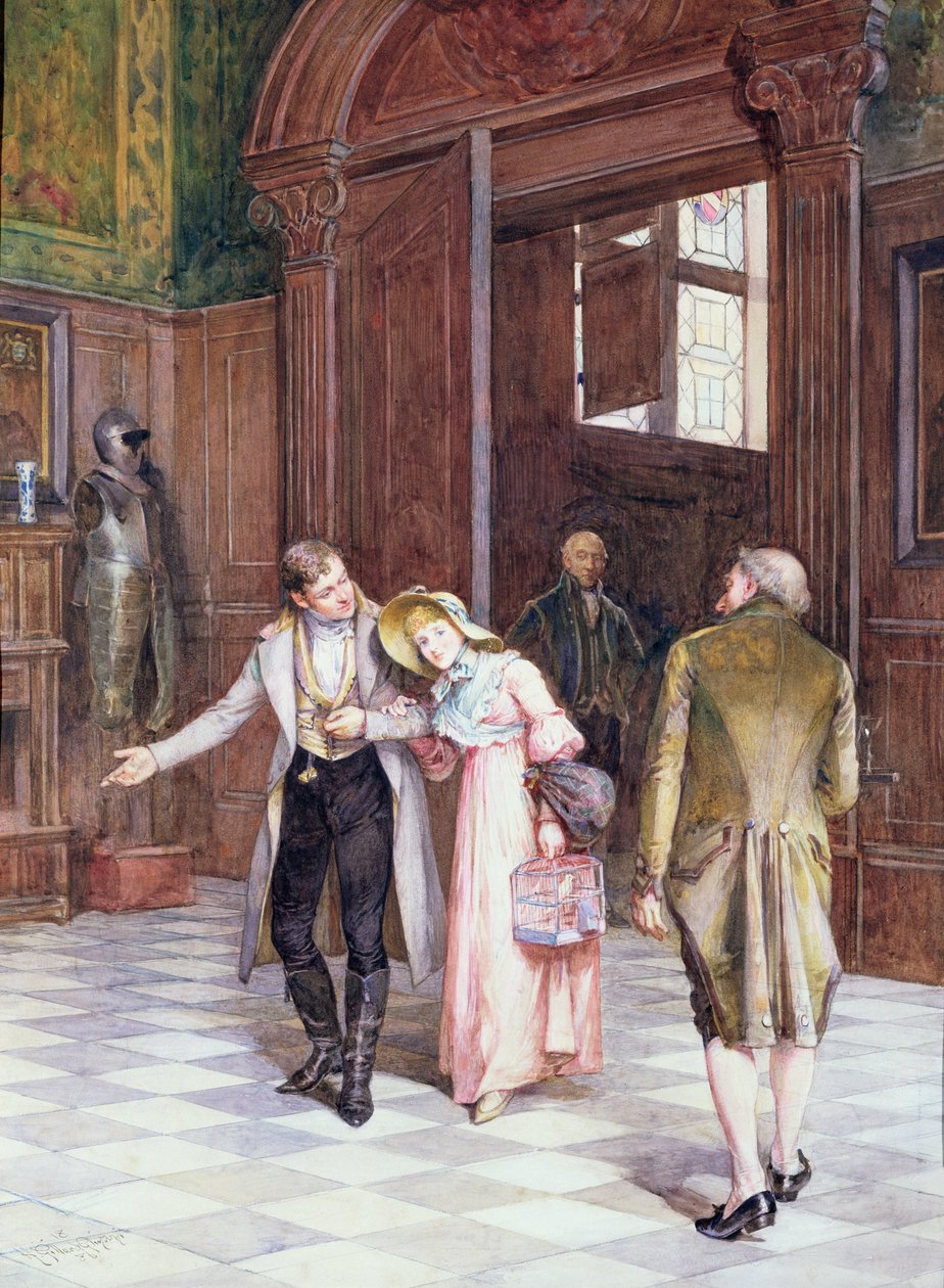 Över tröskeln, den nya bruden, 1886 av Henry Gillard Glindoni