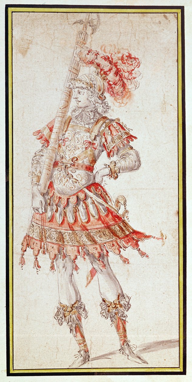 Kostymdesign för Carousel, c.1662 (penna, bläck och wc på papper) av Henry Gissey