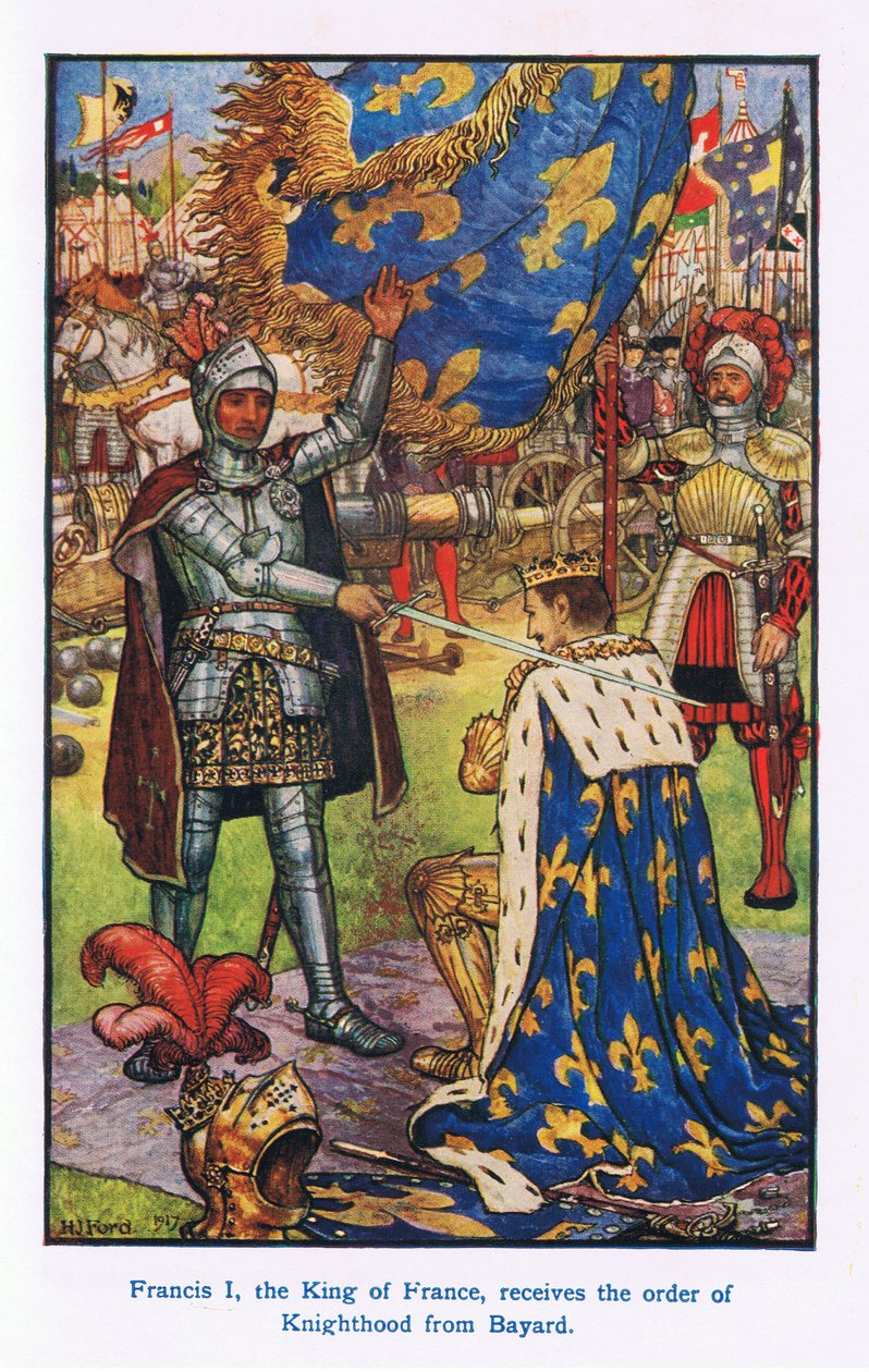 Francis I, kungen av Frankrike fick riddarordet av Bayard av Henry Justice Ford