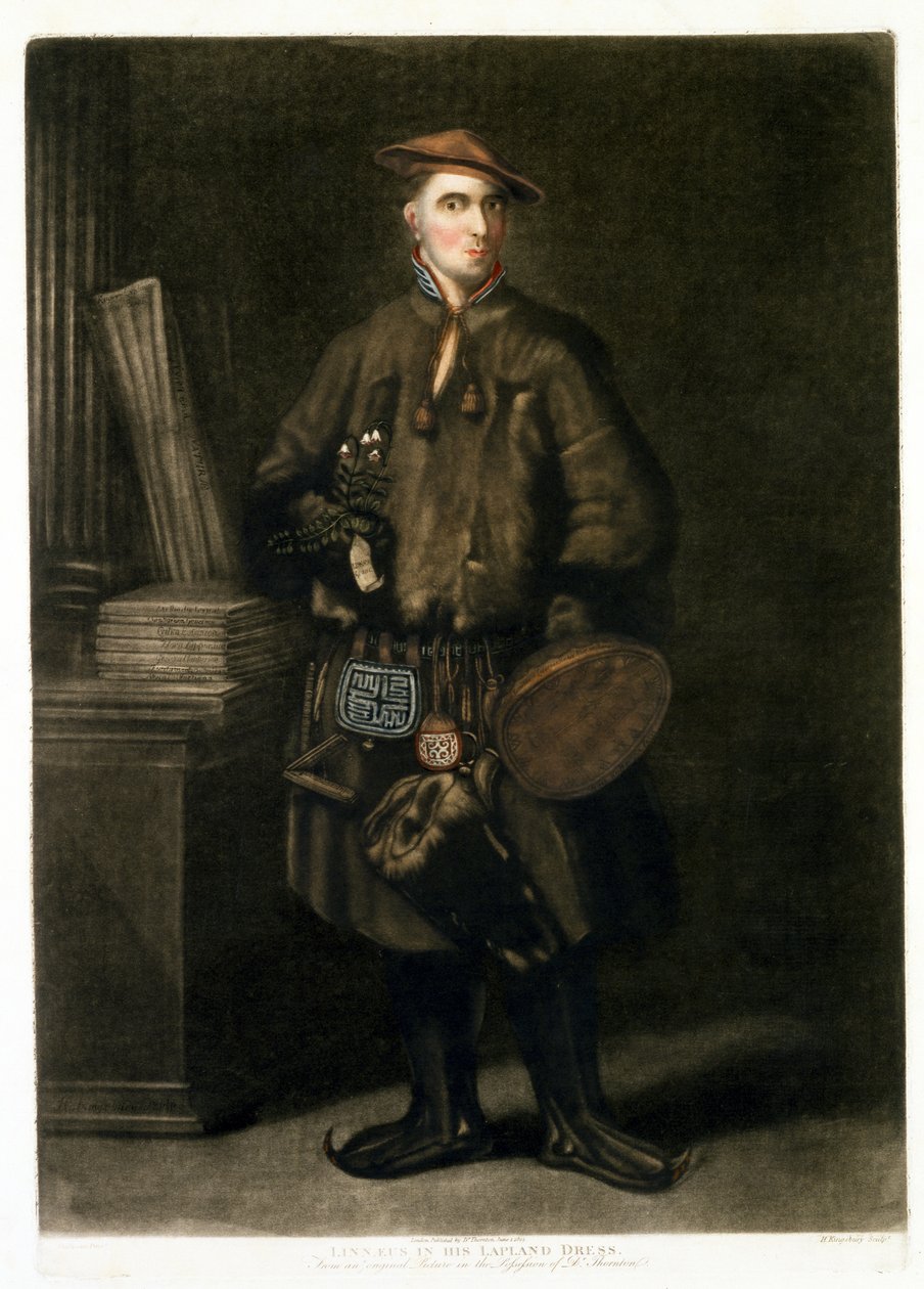 Carolus Linnaeus, i lappklänning, pub. 1805 av Henry Kingsbury