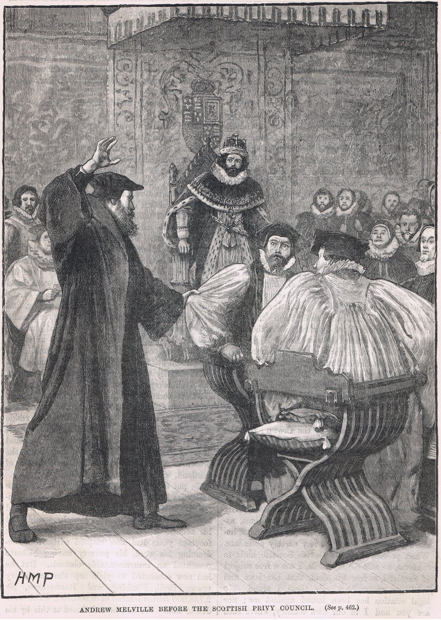 Andrew Melville inför det skotska Privy Council 1605 av Henry Marriott Paget
