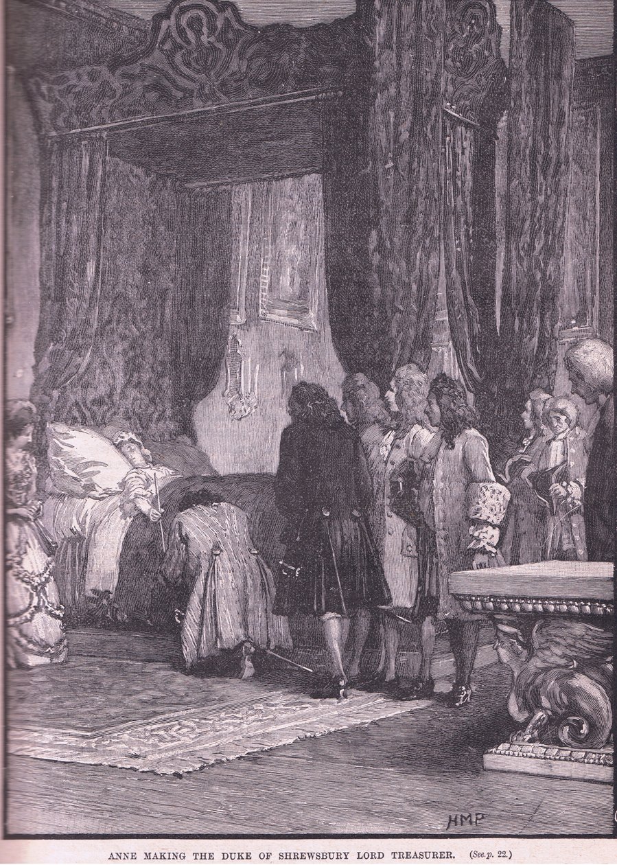 Anne gör hertigen av Shrewsbury till Lord Treasurer AD 1714 av Henry Marriott Paget