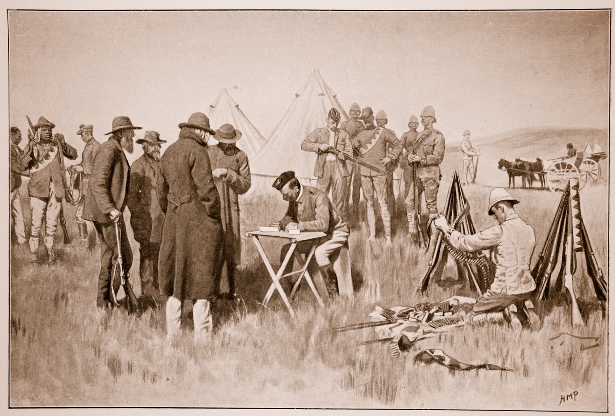 Boers som svär neutralitetseden i Greylingstad, från en skiss av löjtnant E.B. Knox, R.A.M.C. av Henry Marriott Paget