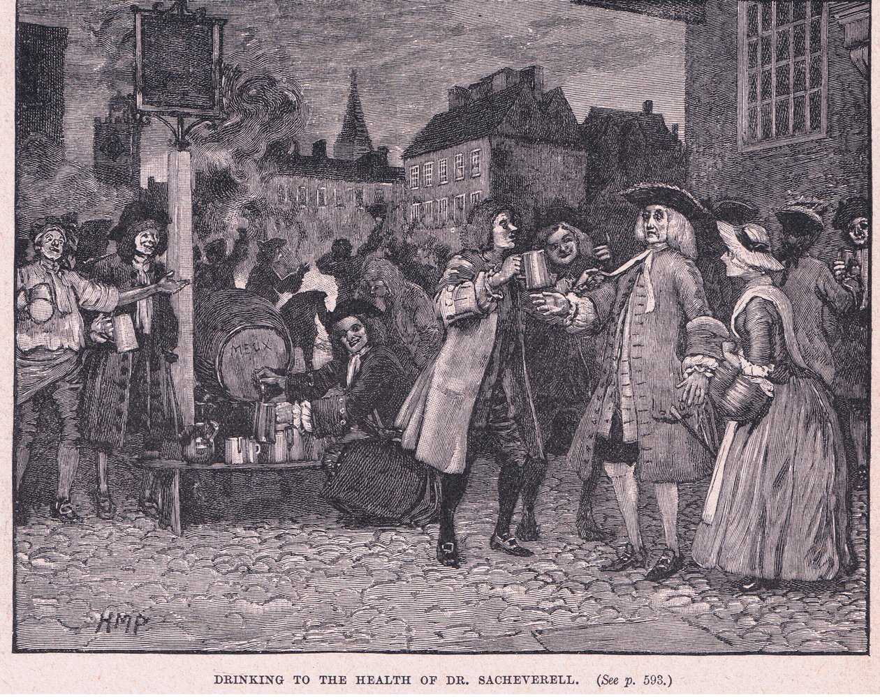 Dricker Dr Saheverells hälsa AD 1710 av Henry Marriott Paget