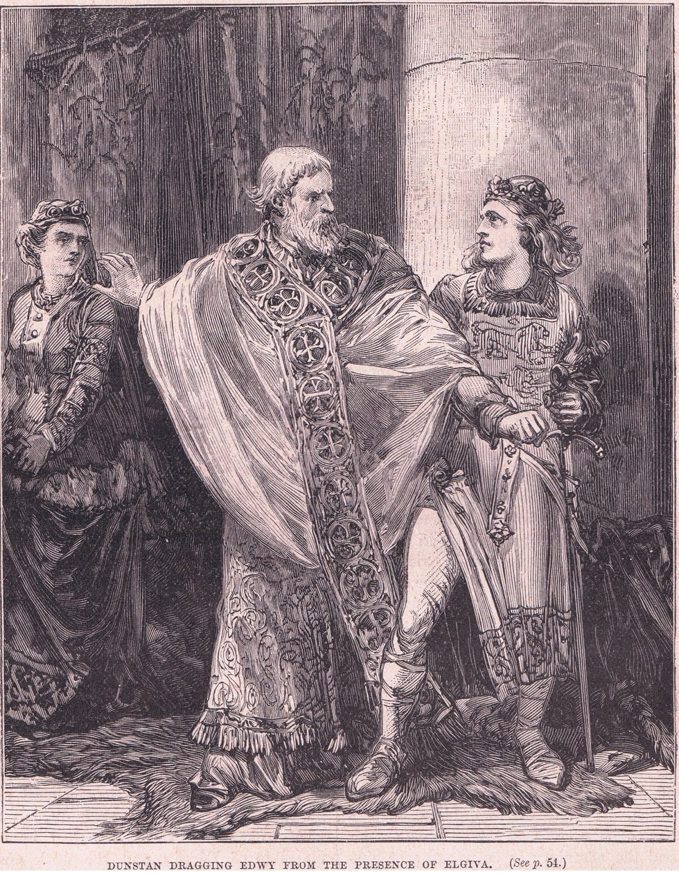 Dunstan drar Edwy från Elgivas närvaro. av Henry Marriott Paget