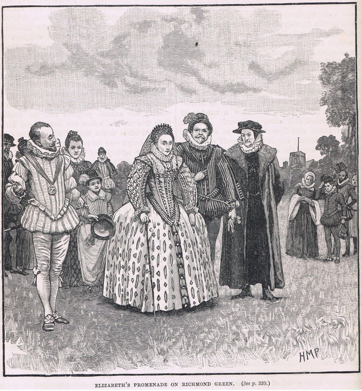 Elizabeths strandpromenad på Richmond Green 1603 av Henry Marriott Paget