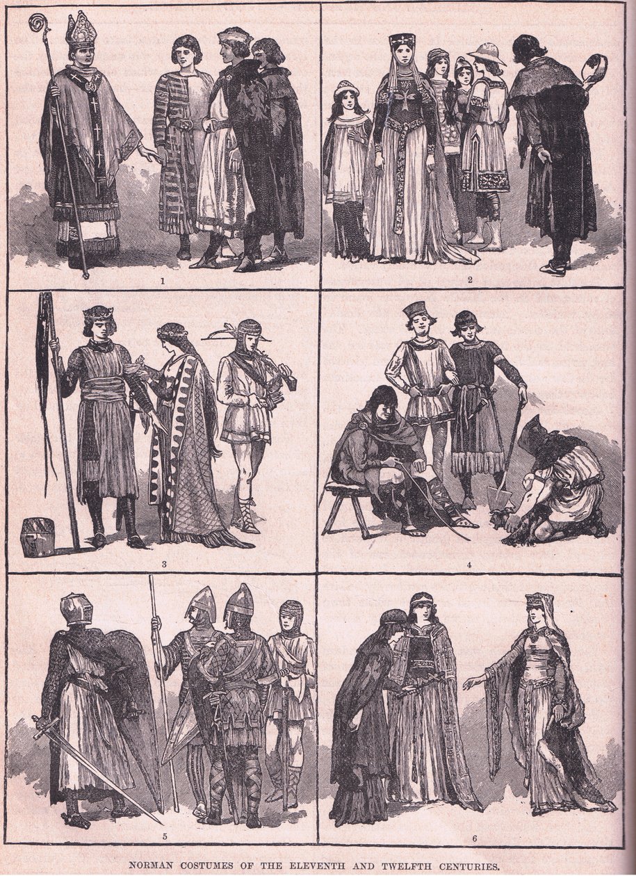 Normandräkter från det elfte och tolfte århundradet av Henry Marriott Paget