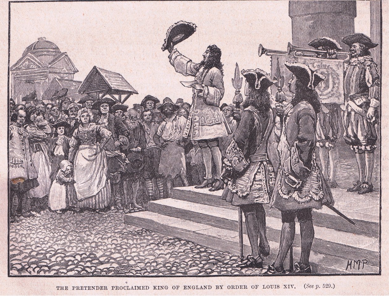 The Pretender utropade till kung av England på order av Ludvig X1V av Henry Marriott Paget