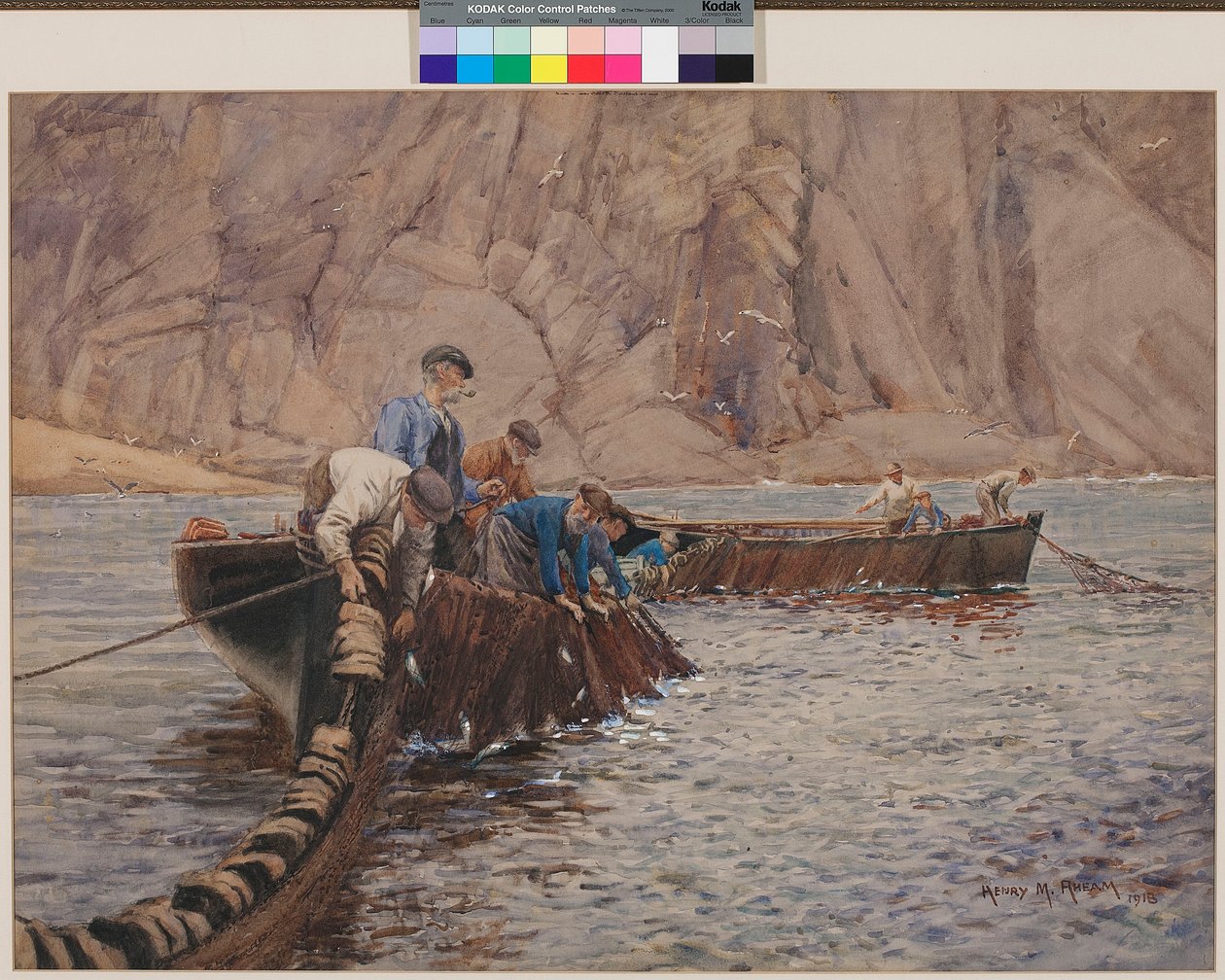 Seine Fishing, 1913 (wc på papper) av Henry Meynell Rheam