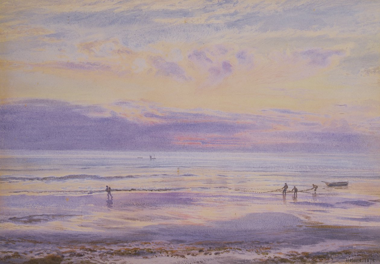 En lugn kväll - Tide Down, 1875 av Henry Moore