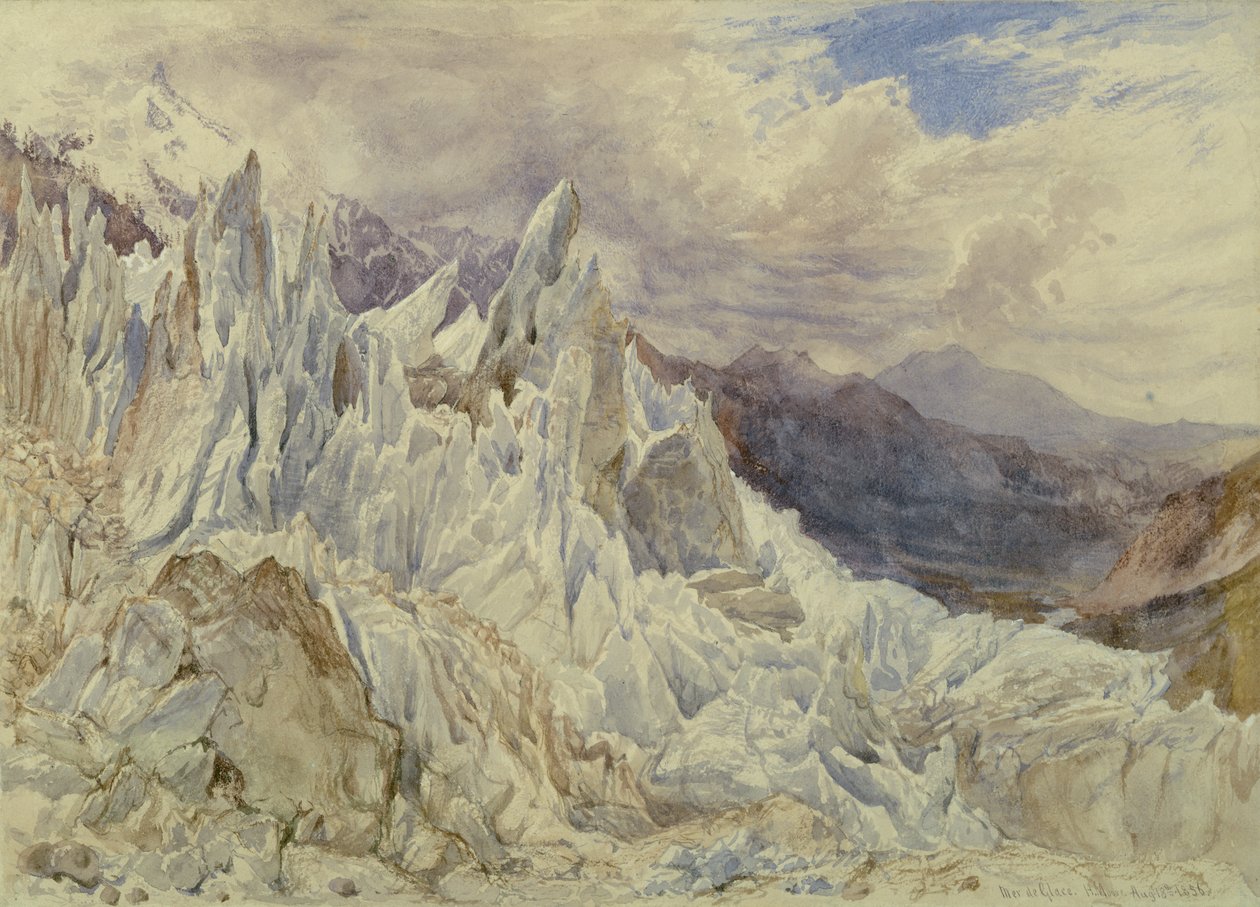 Mer de Glace, 1856 (wc över grafit med gouache på papper) av Henry Moore