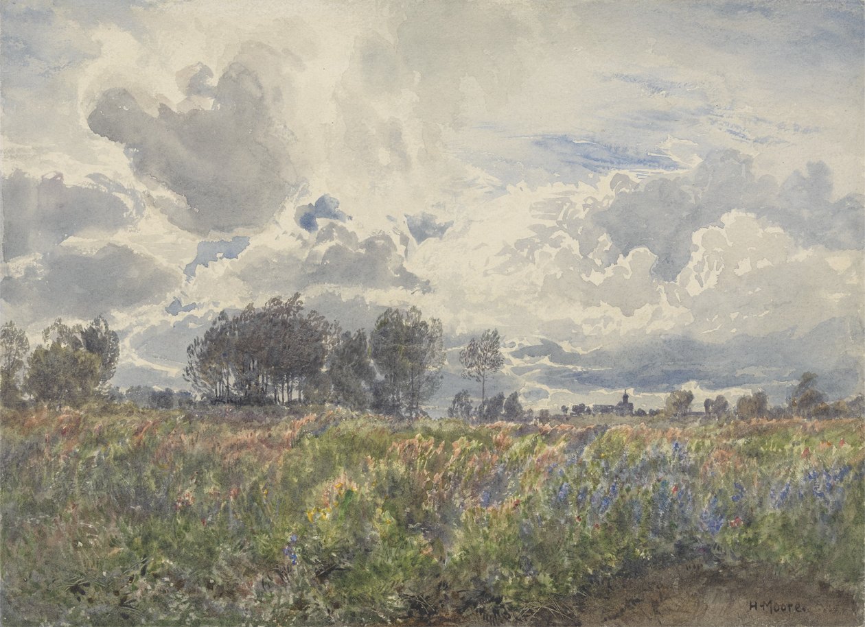 Regnig juni, Picardie, ca 1870 av Henry Moore
