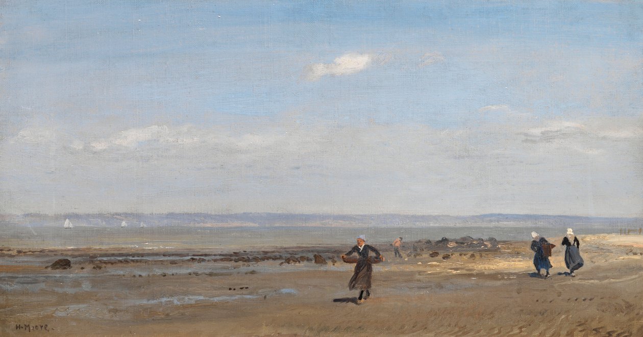 Kvinnor på stranden vid lågvatten av Henry Moore