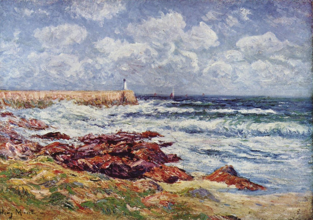  Mole des Hafens von AudiernenFrancais : Le port dAudiernen av Henry Moret