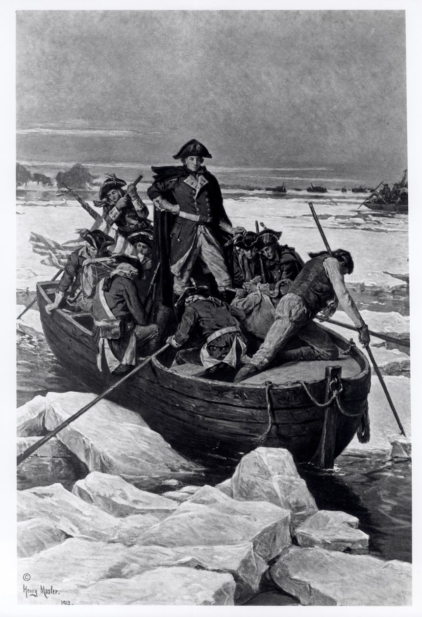 George Washington korsar Delawarefloden av Henry Mosler