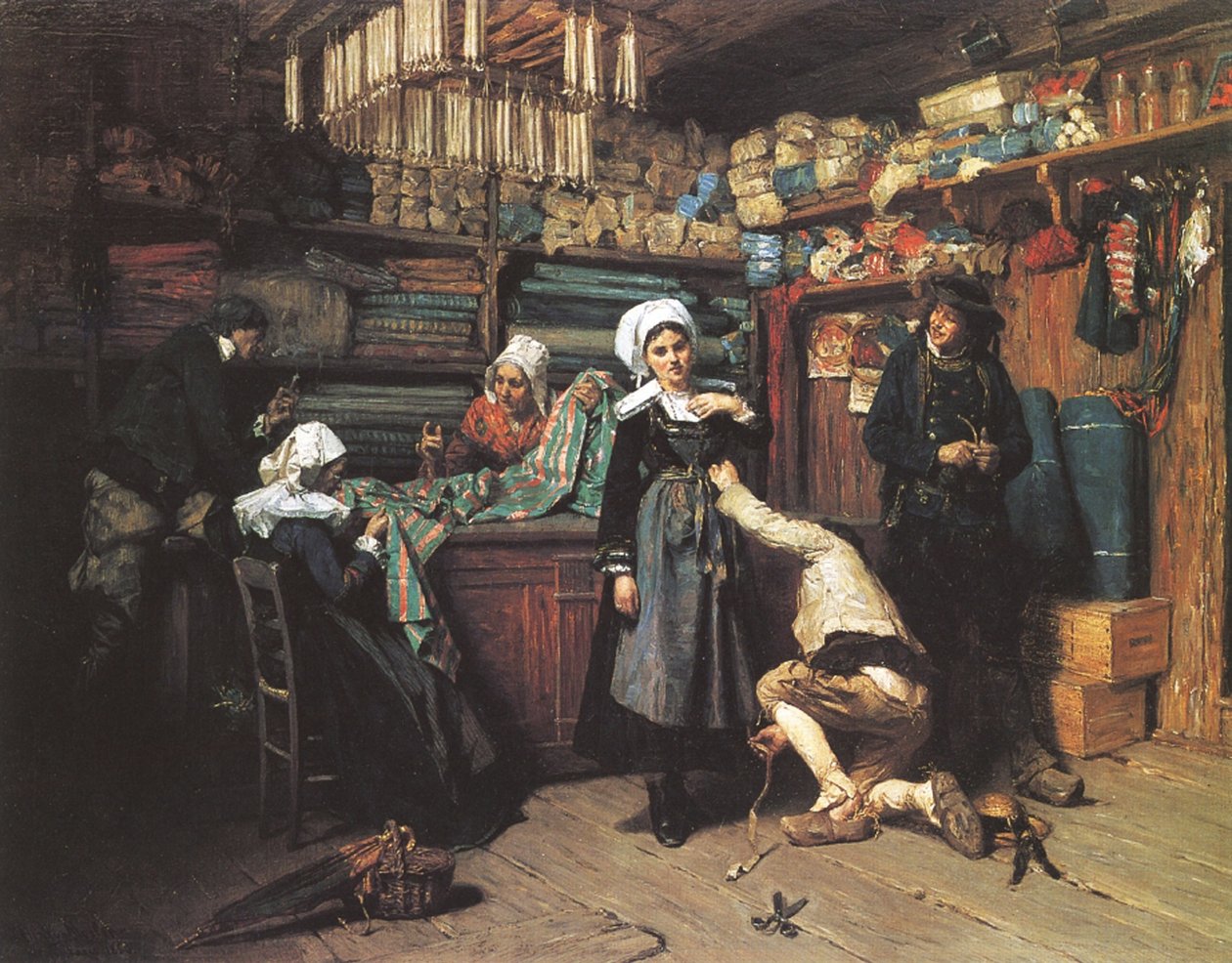Brudens trousseau, Bretagne, 1880 av Henry Mosler