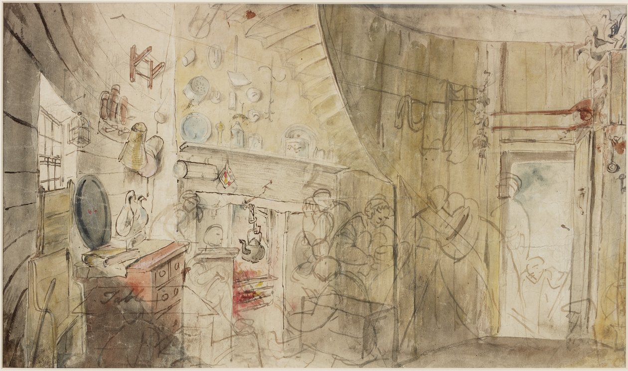 Interiör av en fyr, Farne Islands (penna och akvarell på papper) av Henry Perlee Parker