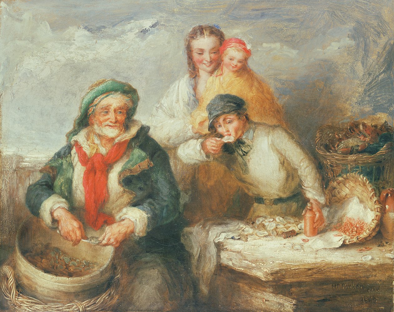 Skiss för "Oysters, Young Sir" av Henry Perlee Parker