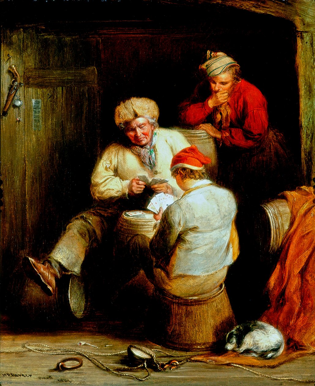 Smugglare som spelar kort av Henry Perlee Parker