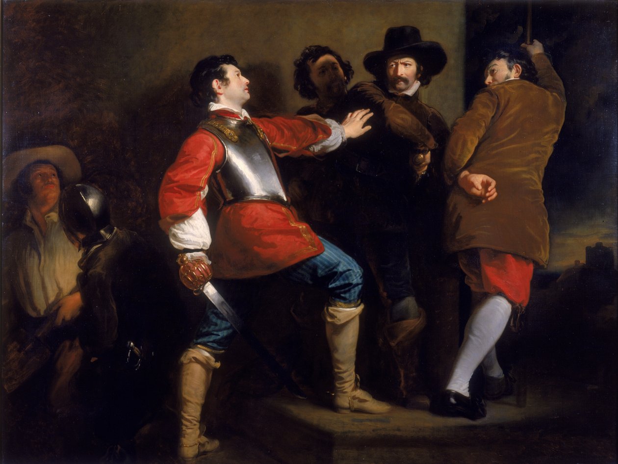 Upptäckten av krutplanen och intagandet av Guy Fawkes, c.1823 av Henry Perronet Briggs