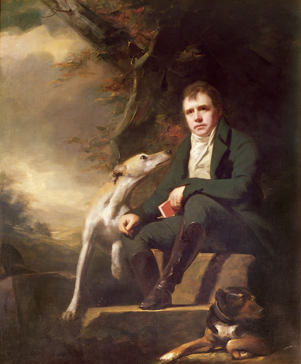 Porträtt av Sir Walter Scott och hans hundar av Henry Raeburn