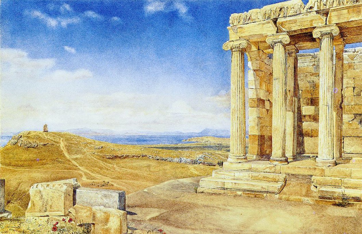 Athena Nikes tempel, Akropolis, Aten, 1893 av Henry Roderick Newman