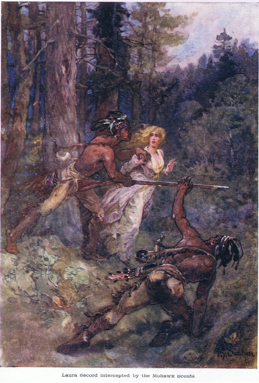 Laura Secord fångad av Mohawk-scouterna, ca 1920 av Henry Sandham
